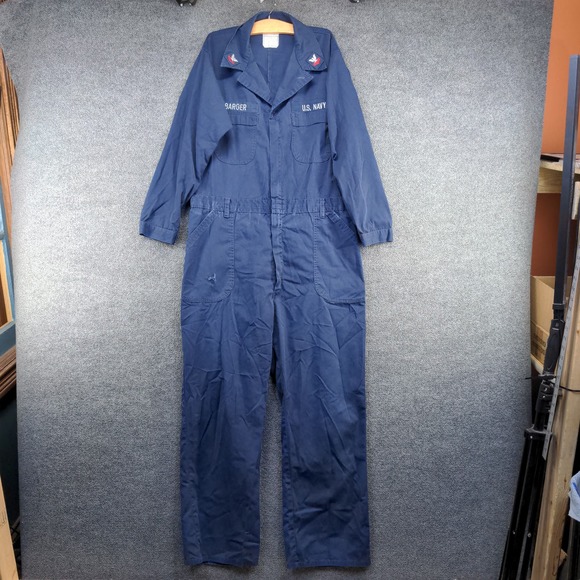 U.S. Navy Men's Utility Coveralls Blue Size 48L Actual 40x30 Embroidered Logo - Picture 5 of 16